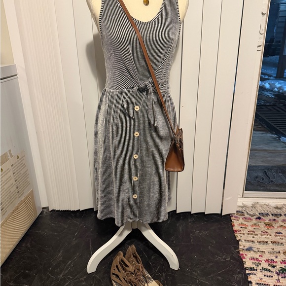 Caution To The Wind Black and White Button-Down Midi Dress - Picture 2 of 8